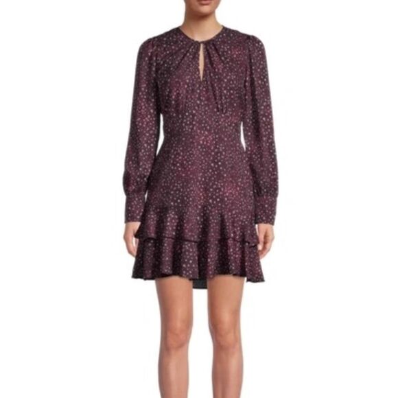 Parker Speckled Print Ruffle Hem Dress Sz XS - Picture 1 of 8